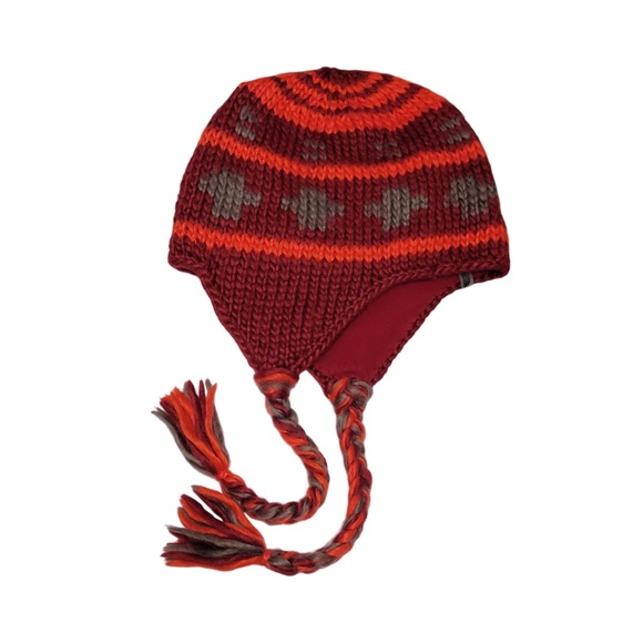 The North Face Beanie Hat Earflaps Colorful Wool Peru Knit Fleece Lined Tassel - Picture 2 of 5